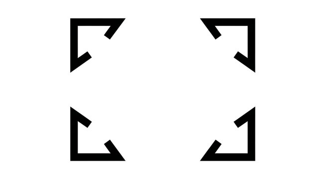 Four corner brackets form a square shape on a white background geometric graphic element black minimal design symbol outline vector illustration isolated clean modern