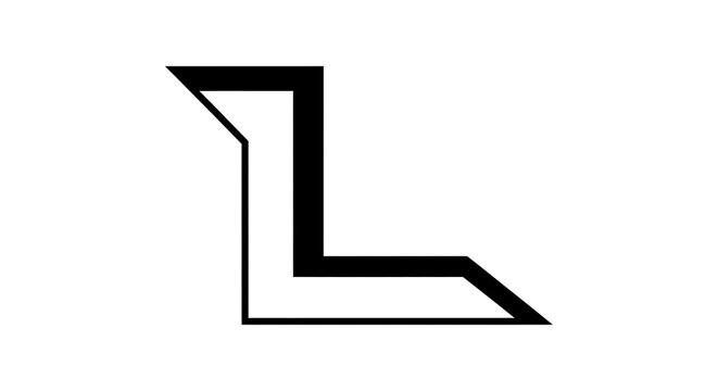 A black letter l shape is presented as a bold silhouette against a white background letterform lettering alphabet glyph character l shape l letter serif sans serif