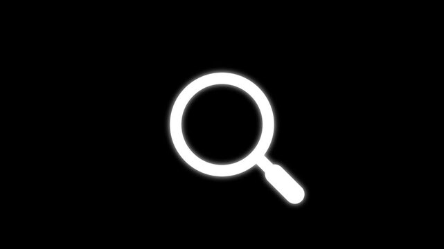 Minimalist glowing magnifying glass animation for search and discovery ui search find