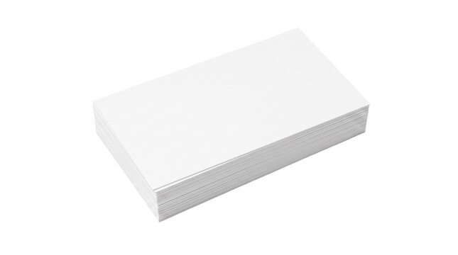Blank white business card stack positioned at an angled perspective view