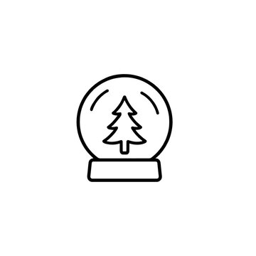 Christmas snow globe line icon isolated on white background for holiday decoration