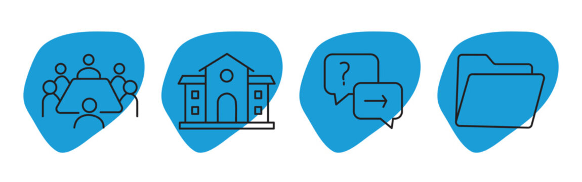 Team Meeting, Government Building & Inquiry Icon Set