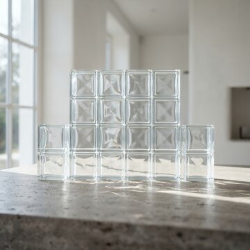 Modern Glass Block Wall Partition with Natural Light.