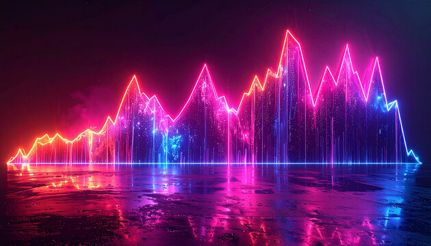 Predictive Analytics Chart- Abstract multi-dimensional line chart made of neon light