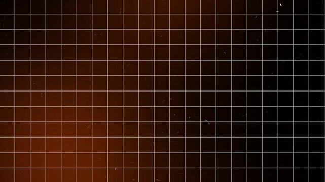 Warm orange geometric grid background with fine white lines, subtle dust texture, and cinematic glow creating a modern abstract motion design