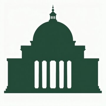 Architectural silhouette of grand historical building with domed roof and columns