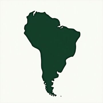 Silhouette Illustration of the South American Continent with Green Color