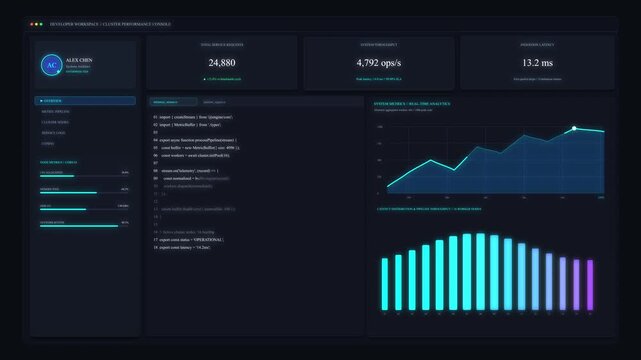 dashboard analytics charts data interface business UI motion graphic