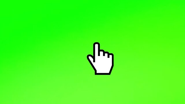 Animated mouse arrow pointer and hand cursor clicking on a bright green gradient background. 
