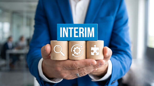 Concept of INTERIM temporary solutions, management or transition in diverse contexts. , business, manager, concept