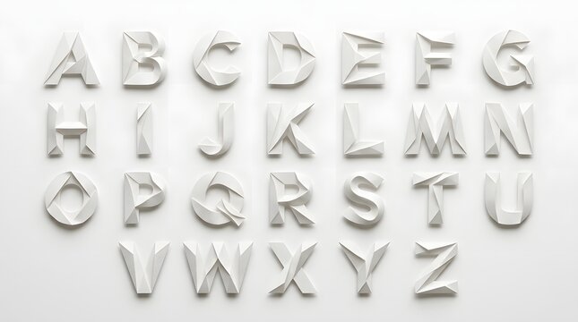 A full collection of shiny silver metallic alphabet letters displayed in sequential order on a spotless white backdrop ideal for various design projects and learning