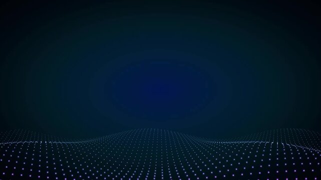 Digital wave data plexus grid abstract cyberpunk blue purple glow high tech background motion graphics