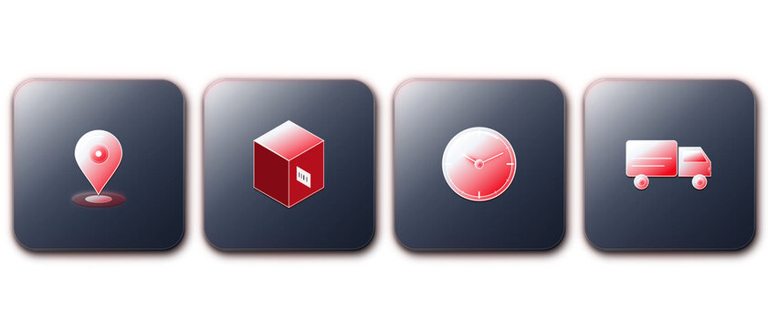 Cargo Delivery Shipping and Logistics Transport Icons in 3D Glass.