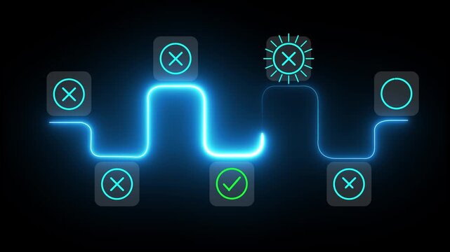 Project feasibility concept. Tick and cross signs. Do and don't or like and unlike with positive and negative sign. Animation of approve and disapprove symbols. 
