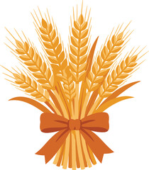 Obraz premium Harvest Wheat Sheaf with Orange Ribbon Bow