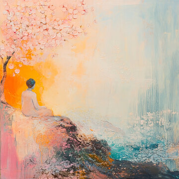 Serene Contemplation: A Woman's Peaceful Moment Amidst Nature
