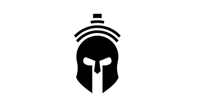 Spartan warrior helmet in bold black silhouette soldier