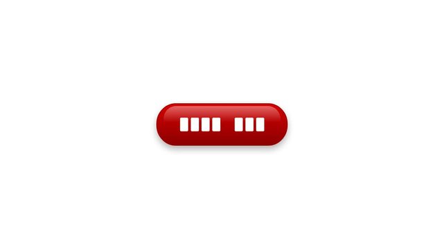 Red Glossy Loading Progress Bar Animation on White Background for Web Interface