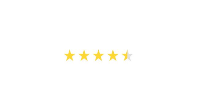 4.5 Star Rating Animation on White Background for Customer Reviews and Service Quality Feedback
