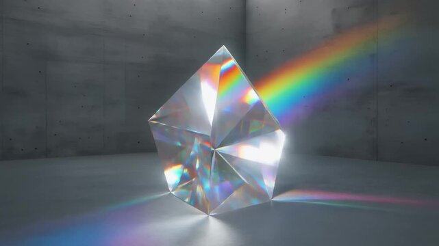 Geometric Glass Prism Refracting Light into a Colorful Spectrum 4K Generative AI