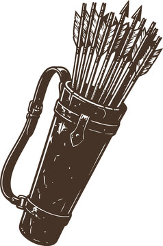 Vintage quiver with arrows illustration isolated on white background
