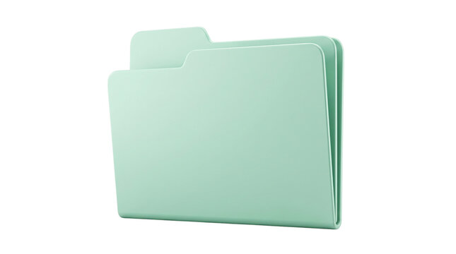 Mint green folder with two tabs isolated on transparent background