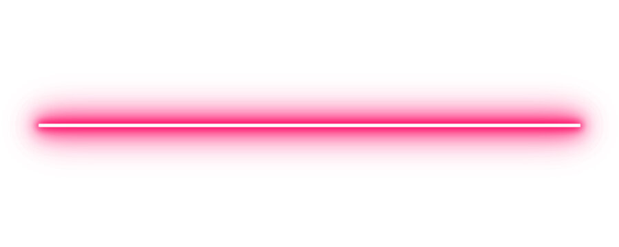Pink neon rounded horizontal light bar with glowing edges, isolated PNG with transparent background for modern digital design and banners