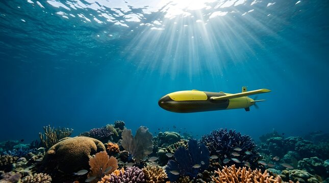 Autonomous Underwater Vehicle Glider Surveying Coral Reef