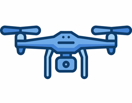 Drone Blue Camera Simplified Flat Vector Isolated Graphic
