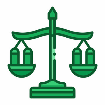 Justice Scale Icon in Simple Green Style for Balance Concept