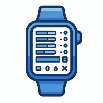 Smart Watch Fitness Tracking Data Display in Blue Graphic Style