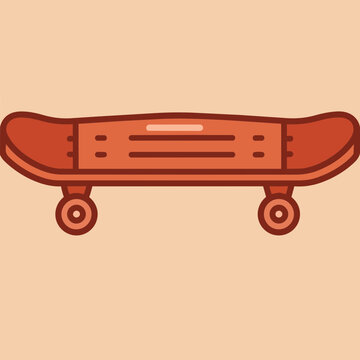 Skateboard Side Profile Icon in Bold Red and Orange Colors