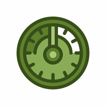 Thermostat Dial Icon in Flat Green Style for Smart Home
