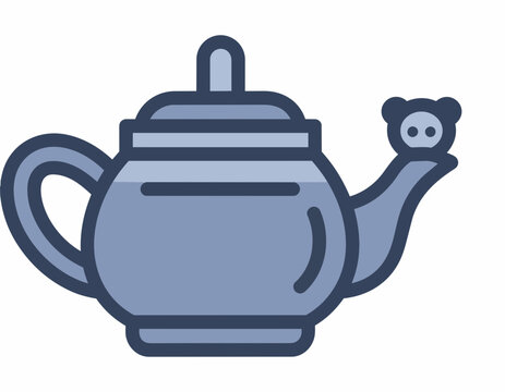 Teapot with Bear Spout in Cute Blue Cartoon Vector Style