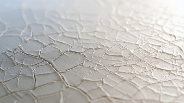 Thermal stress cracks across pale ceramic surface