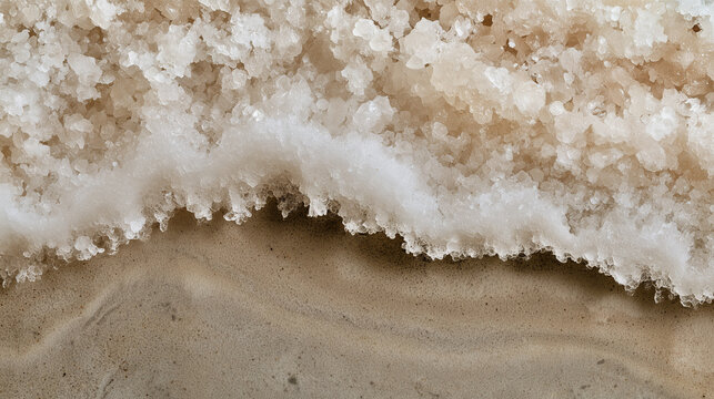 Salt crystals forming along an evaporation boundary