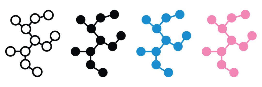 Chemical Molecule Structure Icon Set for Science, Biotechnology and Pharmaceutical
 Research Vector