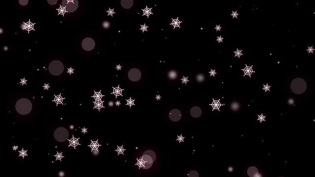 Falling snowflake particles drifting with glowing bokeh