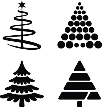 Christmas tree bundle collection set star decoration vector illustration for Feliz navidad natal Buon Natale Joyeux No&euml;l God Jul Vrolijk Kerstfeest &Kappa;&alpha;&lambda;ά &Chi;&rho;&iota;&sigma;&tau;&omicron;ύ&gamma;&epsilon;&nu;&nu;&alpha; new year banner poster t shirt tee