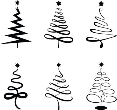 Christmas tree bundle collection set star decoration vector illustration for Feliz navidad natal Buon Natale Joyeux No&euml;l God Jul Vrolijk Kerstfeest &Kappa;&alpha;&lambda;ά &Chi;&rho;&iota;&sigma;&tau;&omicron;ύ&gamma;&epsilon;&nu;&nu;&alpha; new year banner poster t shirt tee