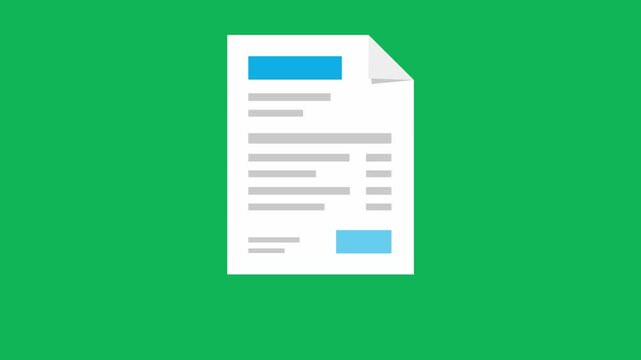 2D Invoice Animation on Green Screen, Accounting Business Concept, White Background
