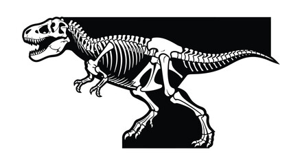Tyrannosaurus rex skeleton illustration on a white background © Sumon