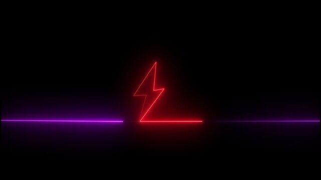 Up arrow line continuous drawing art banner background design Neon line. Abstract neon up arrow animation and black background