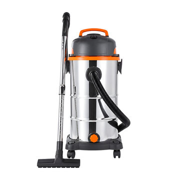 Heavy-duty industrial vacuum cleaner for wet and dry cleaning with stainless steel tank