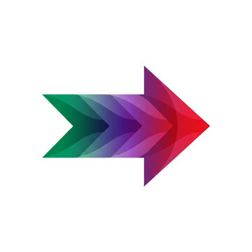 Abstract gradient arrow shape isolated on transparent background
