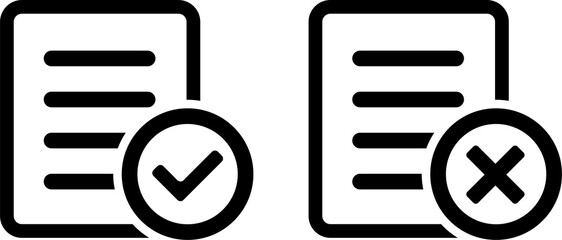 Document check mark and cross mark icons for approved and rejected document status © All