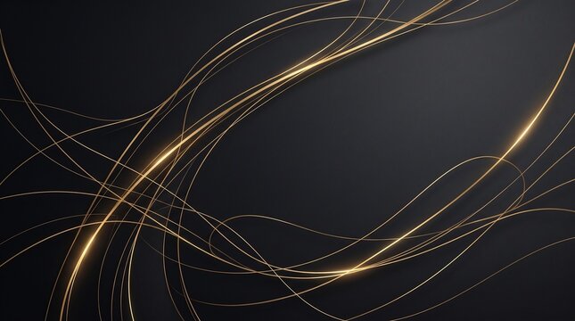 Abstract background featuring flowing golden luminous curves and elegant light streaks against a sophisticated dark grey gradient, suitable for luxury branding and premium design concepts.