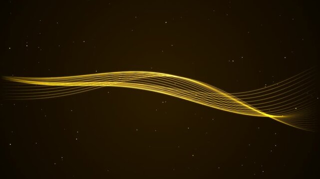 A slow-motion, seamless 10-second loop of elegant golden wave lines and abstract floating particles. Built with pure Canvas 2D math, utilizing harmonic phase oscillations and orbital particle physics