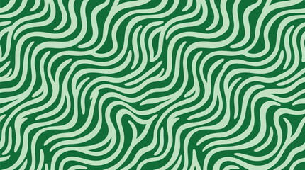 Fototapeta premium Abstract Green Organic Wavy Line Seamless Pattern