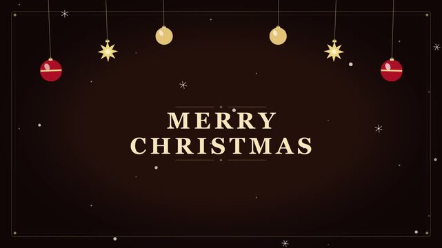 Pixel art merry christmas animation with falling snow and ornaments